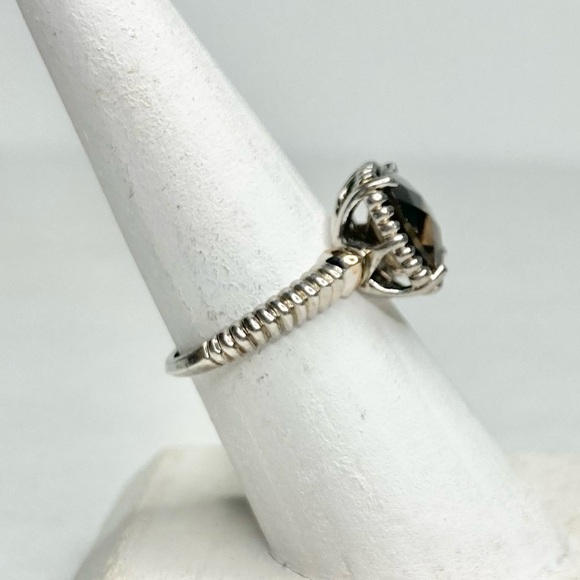 14K EMA Signed Smoky Topaz Quartz & Sterling Ring Size 7 LIKE NEW - Picture 7 of 16